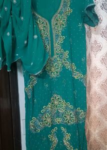 Green Suit With Plazo And Dupatta