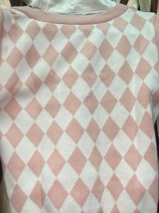 Pink Argyle Knit Top