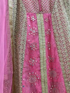 Pink &amp; Gold Embroidered Kurta Set