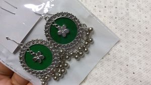 Green Boho Drop Earrings