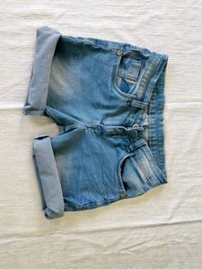 Blue Denim Folded Shorts