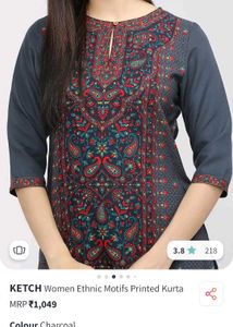 women charcoal kurta