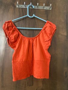 Smocked Orange Crop Top