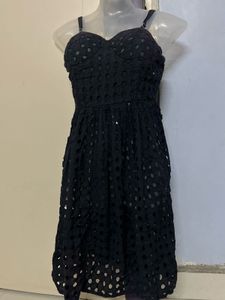 padded Black Eyelet Sundress with adjustable strip