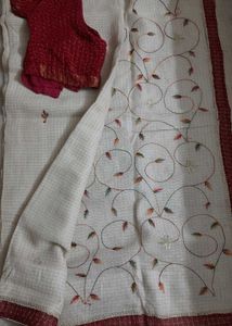 Embroidered Kota  Saree With Blouse