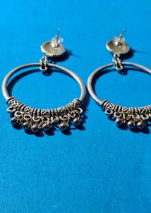 Silver Oxidised Bala Earrings with Jhunjhuna