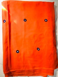 Orange georgette saree with blouse
