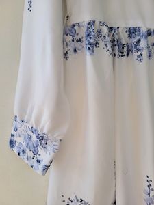 Women White Floral Mini Dress