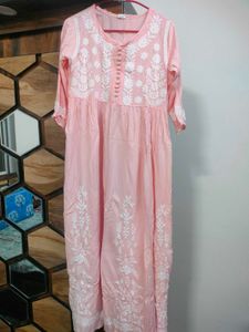 Peach Embroidered Kurti