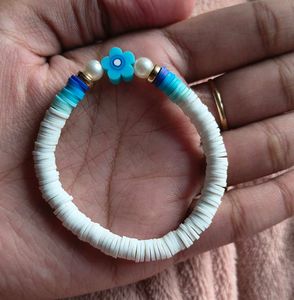 Blue clay beads bracelets set