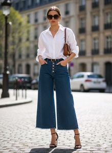 Stylish Wide Leg Denim Jeans