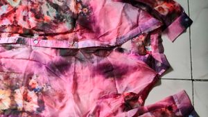 Floral Print Sheer Button-Down