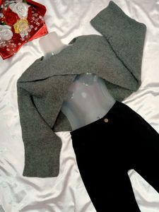 Gray Cropped Sweater