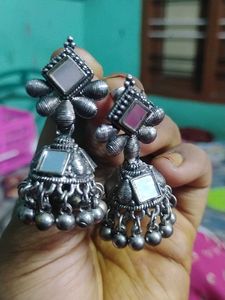 Mirror Jhumka Earrings