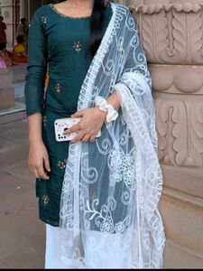 Green Embroidered Kurta Set