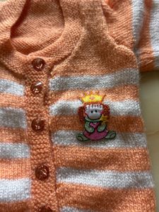Cute Knitted Baby Set - Peach &amp; White