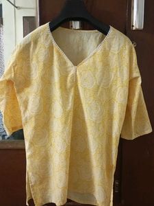 Yellow short kurti for women