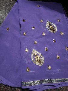 Purple Saree with Sequin Embroidery