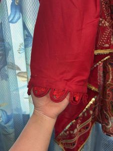 Red Embroidered Kurta Set