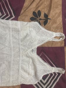 White Embroidered Tank Top