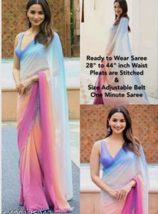 Pastel Ombre Saree With Stiched Blouse