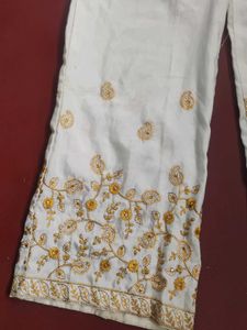 Embroidered White Palazzos