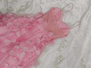 Pink Feathered Tulle Gown