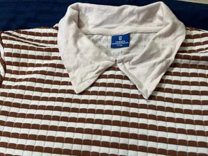 Brown &amp; White Striped Polo