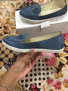 Blue Denim Slip-On Loafers