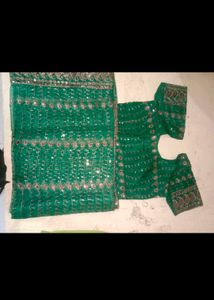 Emerald Green Sequined Sari