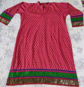 Elegant Dark Pink (Rani Colour) Printed Kurta