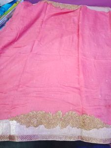 Pink Embellished Saree