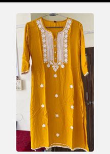 Mustard Embroidered Kurta Set