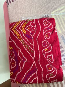 Red Bandhani Print Saree