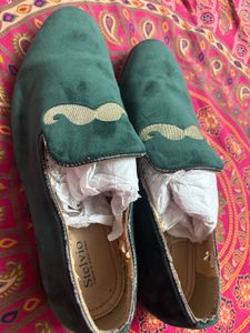 Green Velvet Loafers