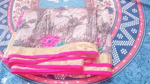 Floral Print Silk Saree