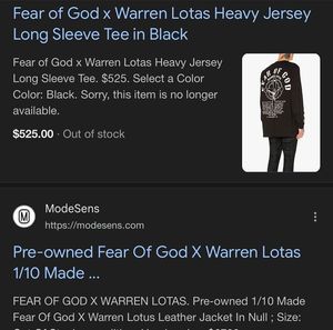 Fear of God X Warren Lotas Market Price-45000
