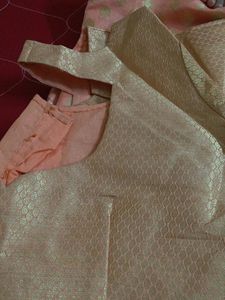 Peach Banarasi Saree with Blouse