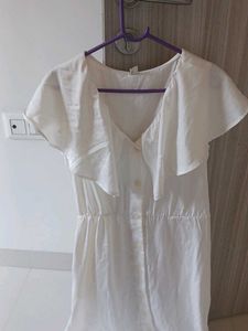 White Dress with Ruffle Detail