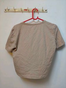 ZARA Beige Cropped T-Shirt