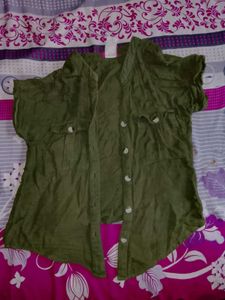Olive Green Button-Down Top