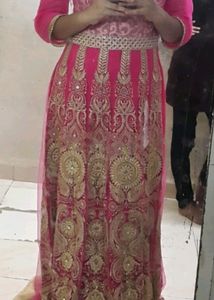 Beautiful Gown , Mirror Work, Pink Colour