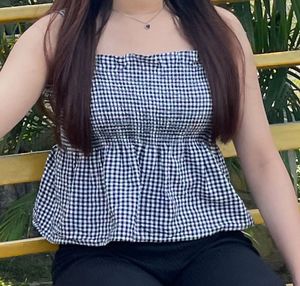 Gingham Smocked Tank Top