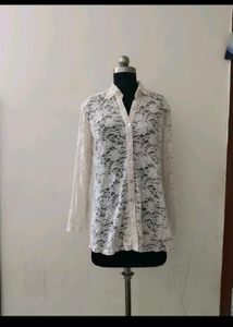Lace Button-Up plus size Top