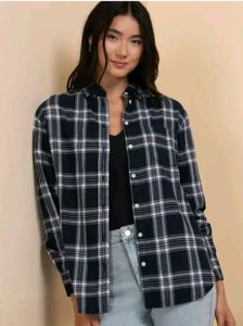 Black Shirts for Women Plaid Flannel Shirt