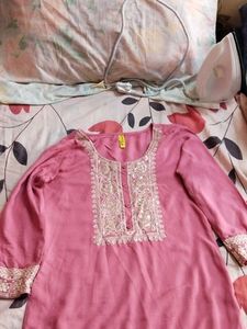 Pink Embroidered Kurta