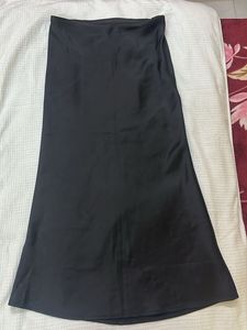 Satin Black Midi Skirt