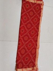 Red Bandhani Print Saree