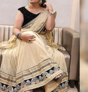Golden Lehenga Choli With Pink Duppata