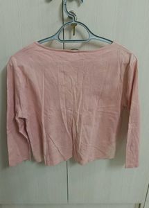 Pink Ruched V-Neck Top